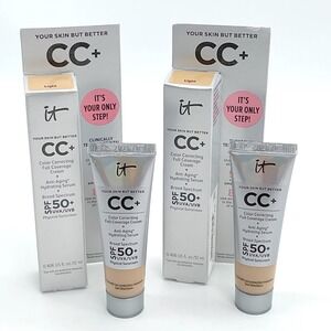 2pk IT Cosmetics CC+ Cream SPF 50+ Color Correcting Full Coverage Light 0.406oz